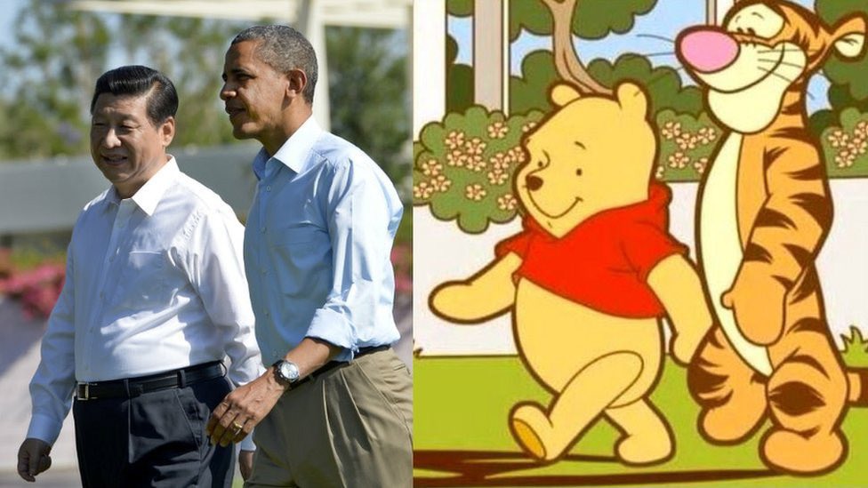 习近平其实长的并不像维尼小熊,只是大家找到了一个风马牛不相及的卡通形象,希望作为习近平的代号。 出处是和奥巴马的合影 其实直接在中国公开网络 ...