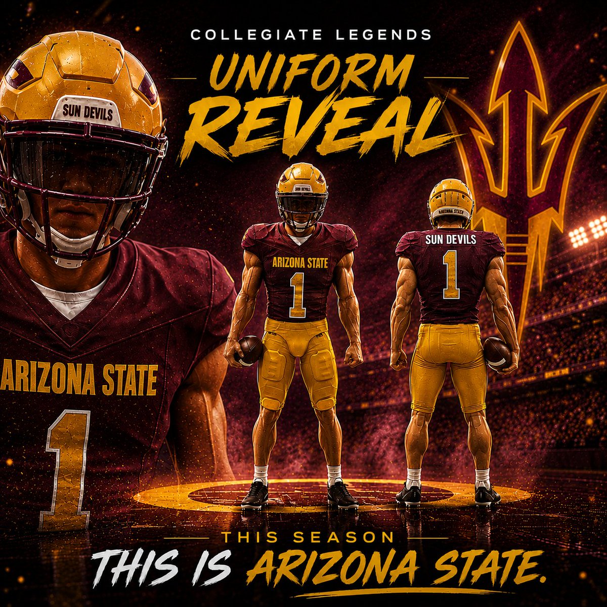 Collegiatelegnd's tweet photo. You wanted us to expand west.
You made the noise. We listened.
Sun Devil fans… WE ARE HERE!

Welcome to the next chapter of Collegiate Legends: Arizona State University.

But make no mistake… this is NOT the furthest west Collegiate Legends is going this season.
We are  just getting warmed up....

#CollegiateLegends #SunDevils #ASU #CollegeFootball #ActionFigures #NIL #WestCoastExpansion