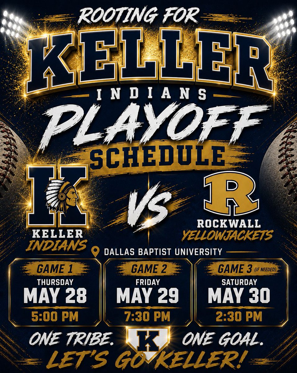 KHSBooster's tweet photo. Come out to DBU and cheer on your Keller’s Indians Baseball team. Let’s go boys ⚾️👏🏽👊🏽 https://t.co/vjlzm3U10b