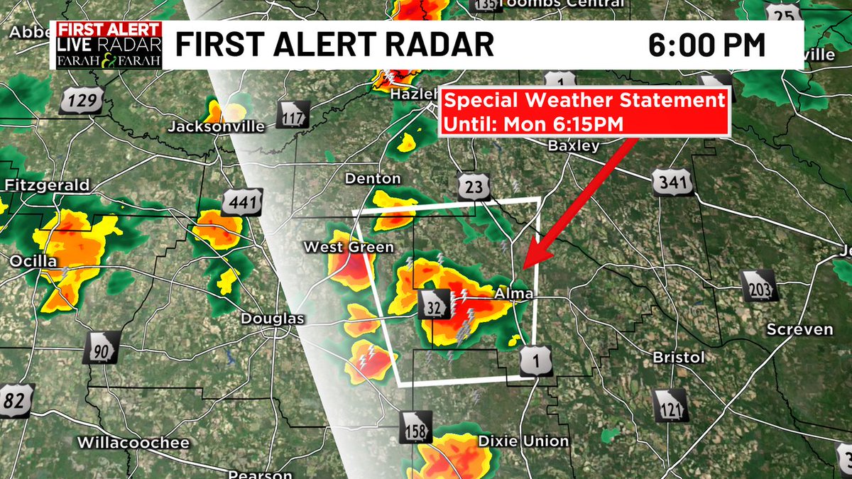 WtocDave's tweet photo. Strong thunderstorm near Alma is producing heavy rain and possible wind gusts to 40mph.  Storm is moving north about 10mph. https://t.co/154zMffNTT