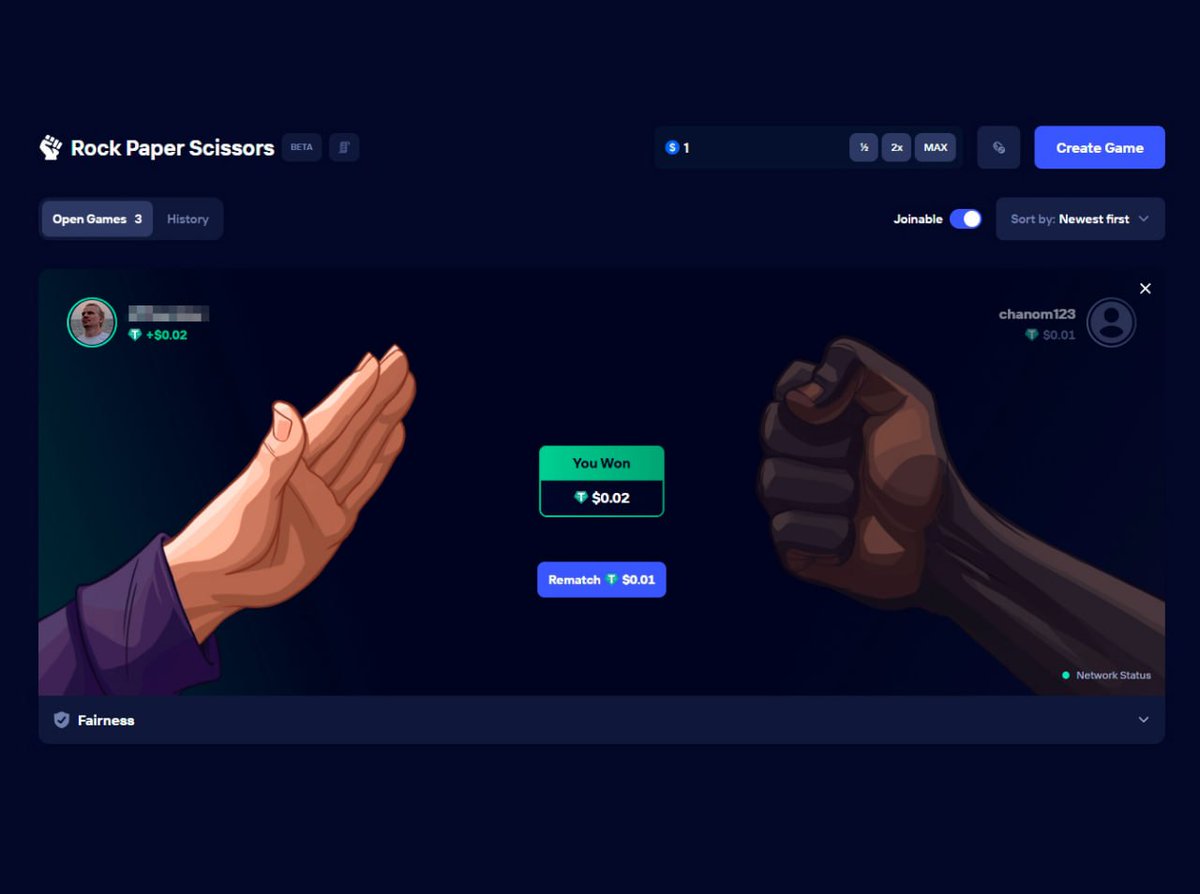 Xrapa007's tweet photo. Duel Casino has launched the first-of-its-kind PVP game (meaning you play against another real player) called "Rock, Paper, Scissors."
After you click "Done," you'll have 10 seconds to make your choice.
Duel - https://t.co/rYvnVXF197  #PVP #PVPGAME https://t.co/k3hNEgI95q
