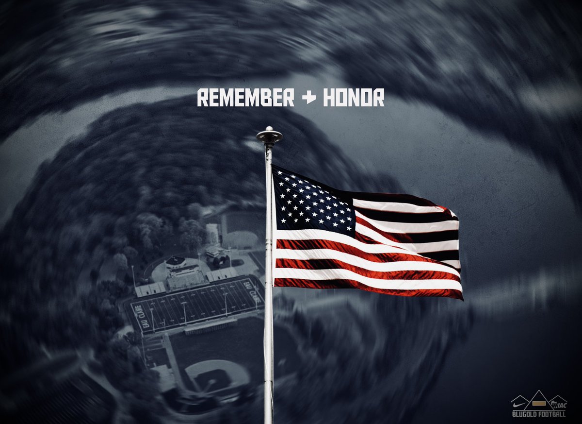 UWECFootball's tweet photo. “Their sacrifice was the ultimate act of love for their country. 

May we always remember them.” https://t.co/aFHdwi5ER5