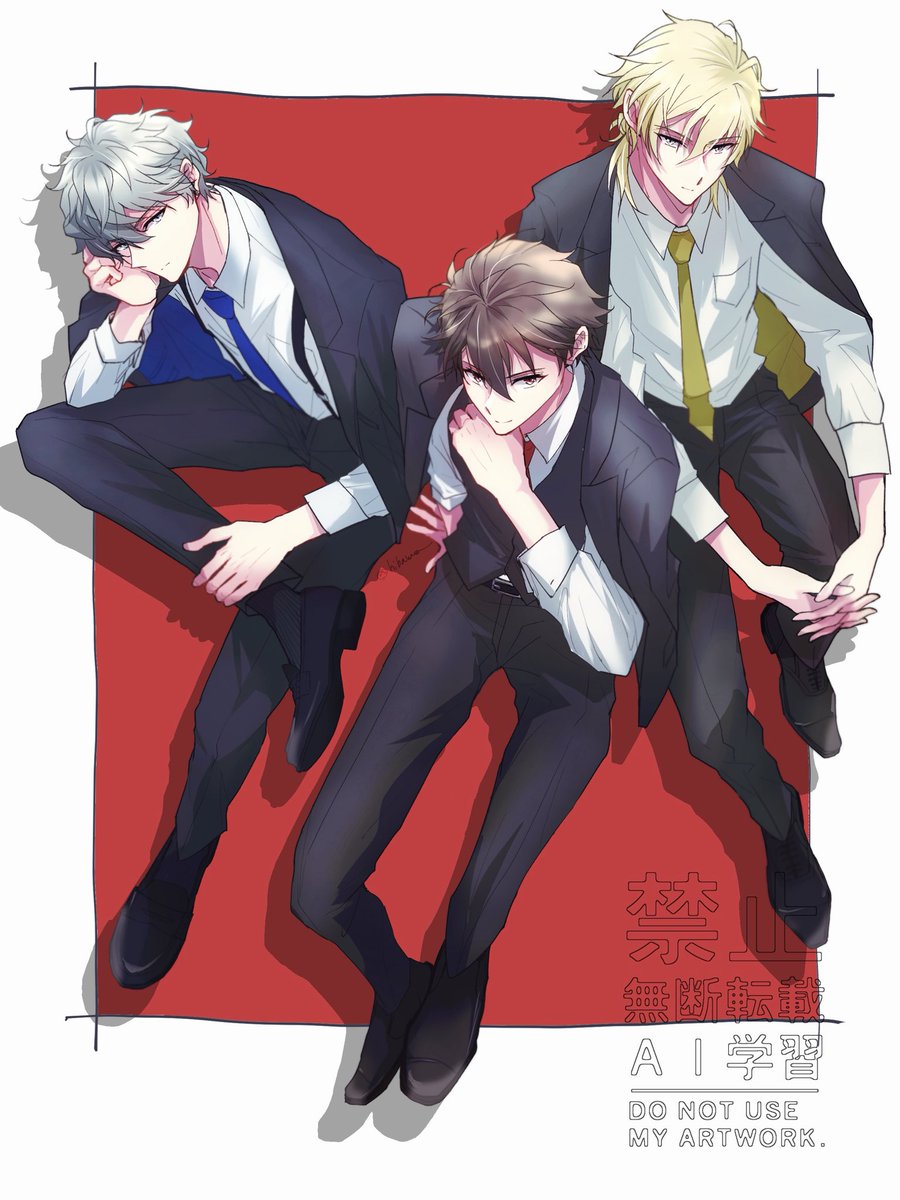 hibawo_st's tweet photo. 去年何描いてたかなって思ってみたら、すぐにスーツ着せたろうになってた。
ほんとすぐにスーツ着せる。
トリオ再掲
⚠️捏造だらけ(しかない) https://t.co/HRRB6p2LIE