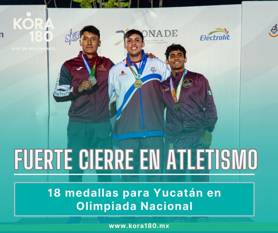 Kora180MX's tweet photo. Yucatán cierra atletismo con 18 medallas en la Olimpiada Nacional 2026

https://t.co/G5QD6akg6n @IDEY_oficial  @GobYucatan https://t.co/mj9xNXfPBH