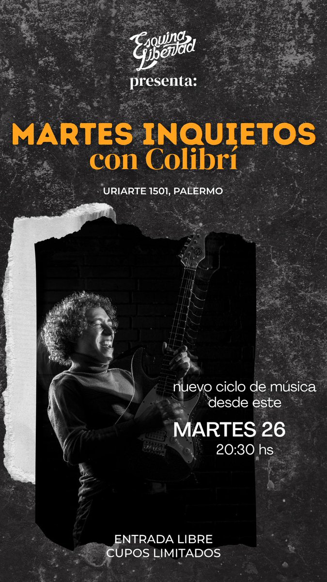 ColibriBandada's tweet photo. ¡BUENOS AIRES! ¡SHOW ÍNTIMO! ¡GRATIS! MAÑANA 💙🤍💙

📍 ESQUINA LIBERTAD (URIARTE 1501, PALERMO)
🕘 20:30HS https://t.co/9G2Tpn0WXL