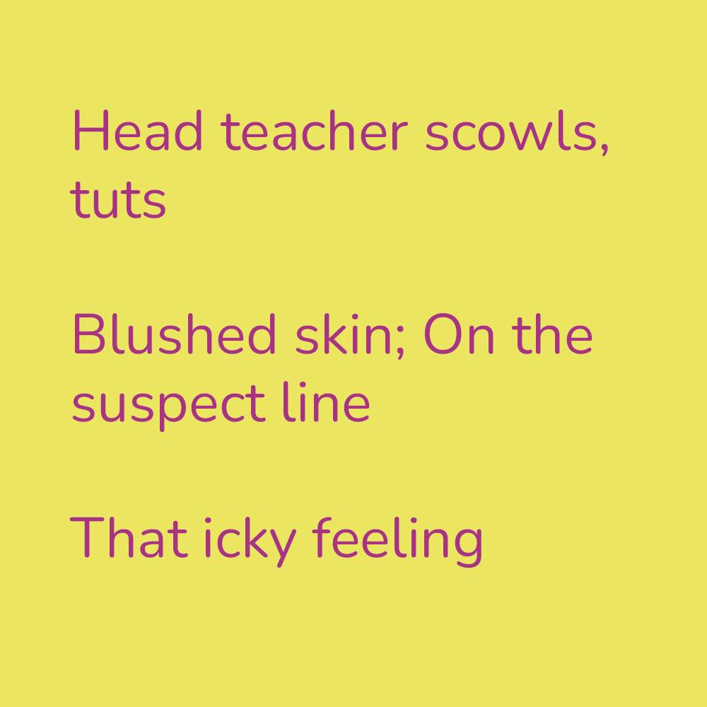 hshaddock's tweet photo. Head teacher scowls, tuts 
Blushed skin; On the suspect line 
That icky feeling

https://t.co/g9ofm8CTlD https://t.co/8H0SfRSpBG