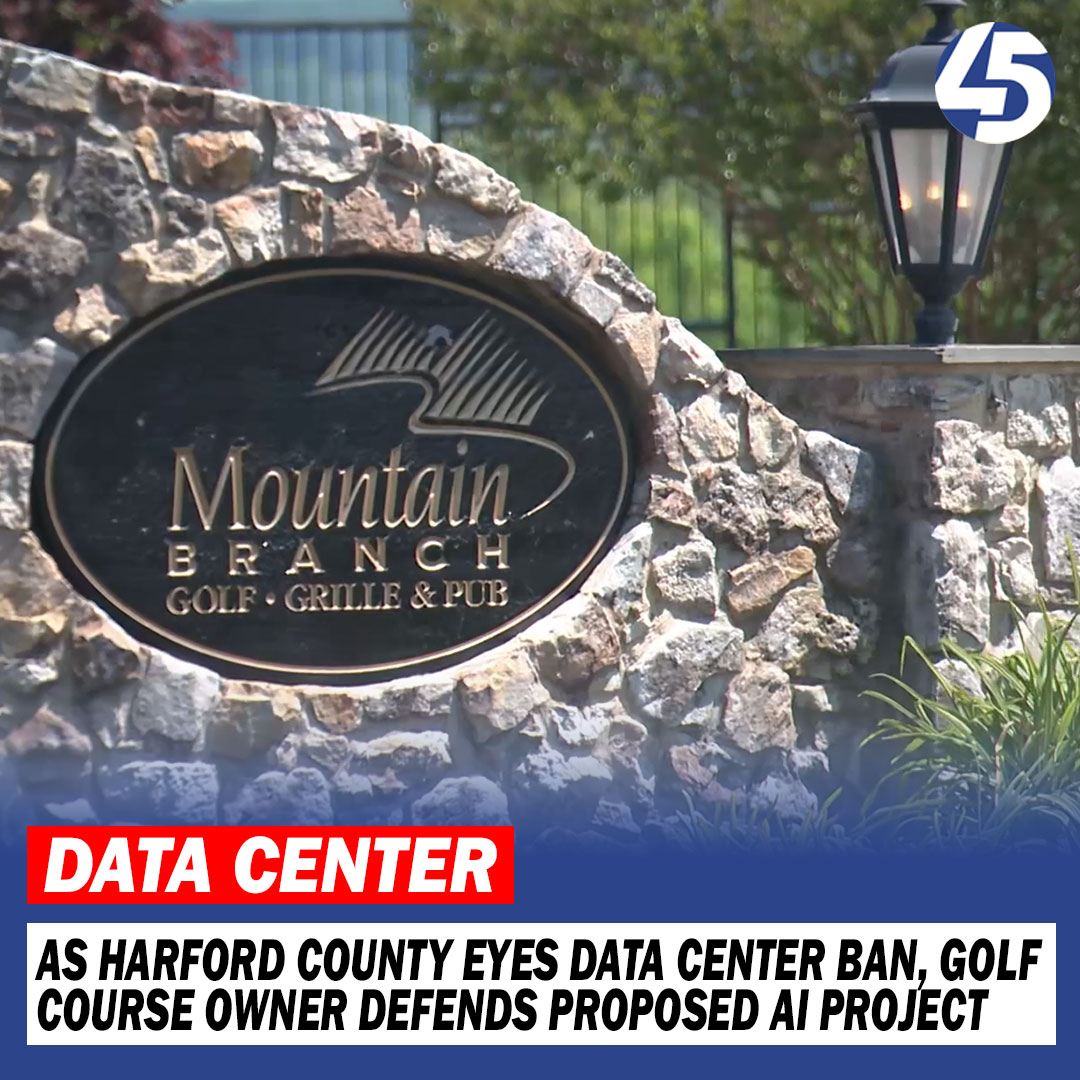 FOXBaltimore's tweet photo. Officials in Harford County are considering a data center ban, but Bill Vasilakopoulos, the owner of Mountain Branch Golf Course is pushing back, calling for the county to regulate data centers instead.

While Vasilakopoulos is hoping to build an "AI energy campus" on his 275-acre property in Joppa.

FULL STORY: https://t.co/G6HRJPj3Vn