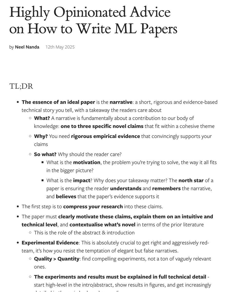 levidiamode's tweet photo. 142/365 of GPU Programming

Trying to learn about what makes a good paper in ML research today. 

A few resources that I'm finding really helpful as a novice: 
- https://t.co/zznUOtmFLh by @NeelGuha 
- https://t.co/Tj1VJyVqFD by @seb_far 
- https://t.co/iz6eQvXezO by @j_foerst
https://t.co/A8v6fW8OVX by @NeelNanda5 
- https://t.co/i6dylYALXq by Nicholas Carlini

If anyone has additional resources they'd recommend, would love to hear!