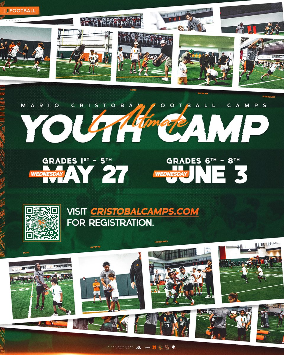 CanesFootball's tweet photo. CAMP SEASON IS HERE‼️

RESERVE YOUR SPOT TODAY‼️

REGISTER  at:  https://t.co/pf9DFPPqi9

#GoCANES  |  #WORK https://t.co/LwWk9o0zzX