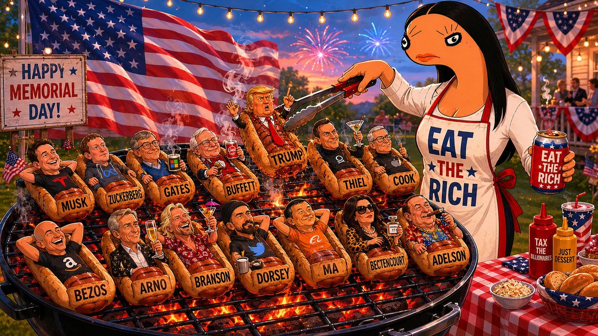 ay_oh_see's tweet photo. The American dream: affordable burgers, universal healthcare, and maybe eating the rich before dessert. https://t.co/tFyHDxhAQ4