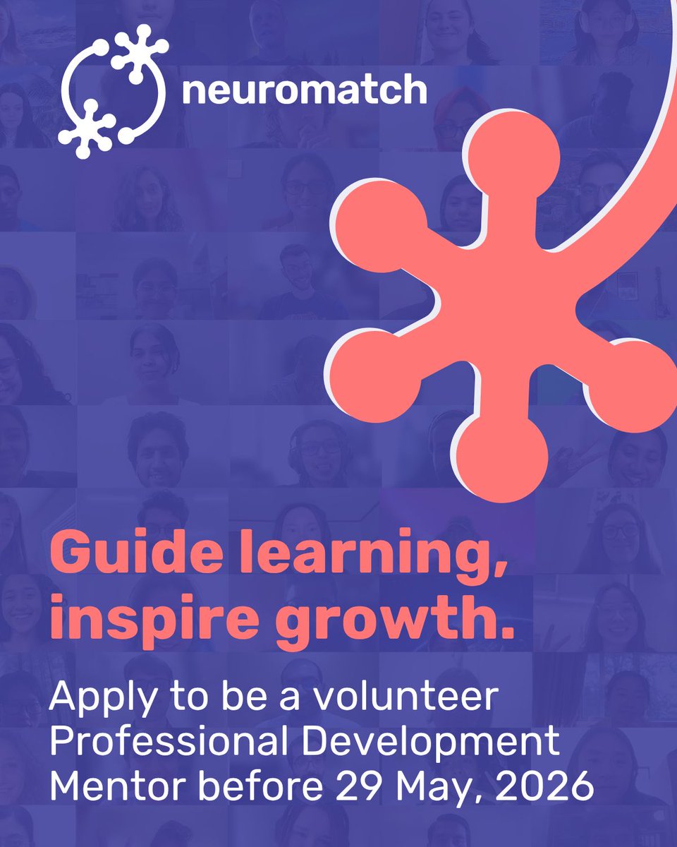 neuromatch's tweet photo. Last chance to volunteer as a Neuromatch or Climatematch Professional Development Mentor!
Just 3 volunteer hours across three 1-hour sessions this July.
Learn more and apply before 29 May: https://t.co/1TwVxUUQTs
#Mentorship #CompNeuro #DeepLearning #ClimateScience #NeuroAI https://t.co/3kBJNtTVKx
