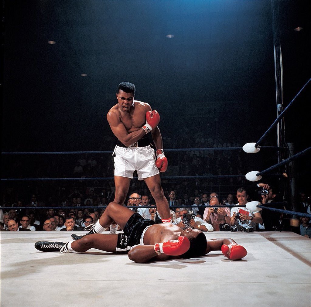 MeredithFrost's tweet photo. On this day in 1965, one of the most iconic photos in sport: Ali vs Liston II, captured by the brilliant @LeiferNeil https://t.co/yKR8klTF3Q