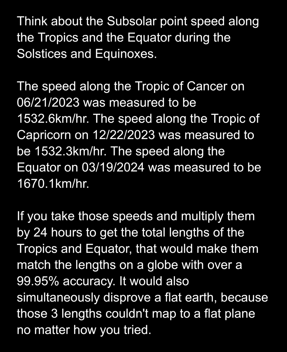 RORY1230's tweet photo. Here is a really simple method that mathematically and physically disproves all possible flat earths while simultaneously supporting a globe with a radius of around 6371km. It uses a single 4th grade equation so it should be easy for flat earthers to disprove it, yet none have. https://t.co/vDYkt5yZlj