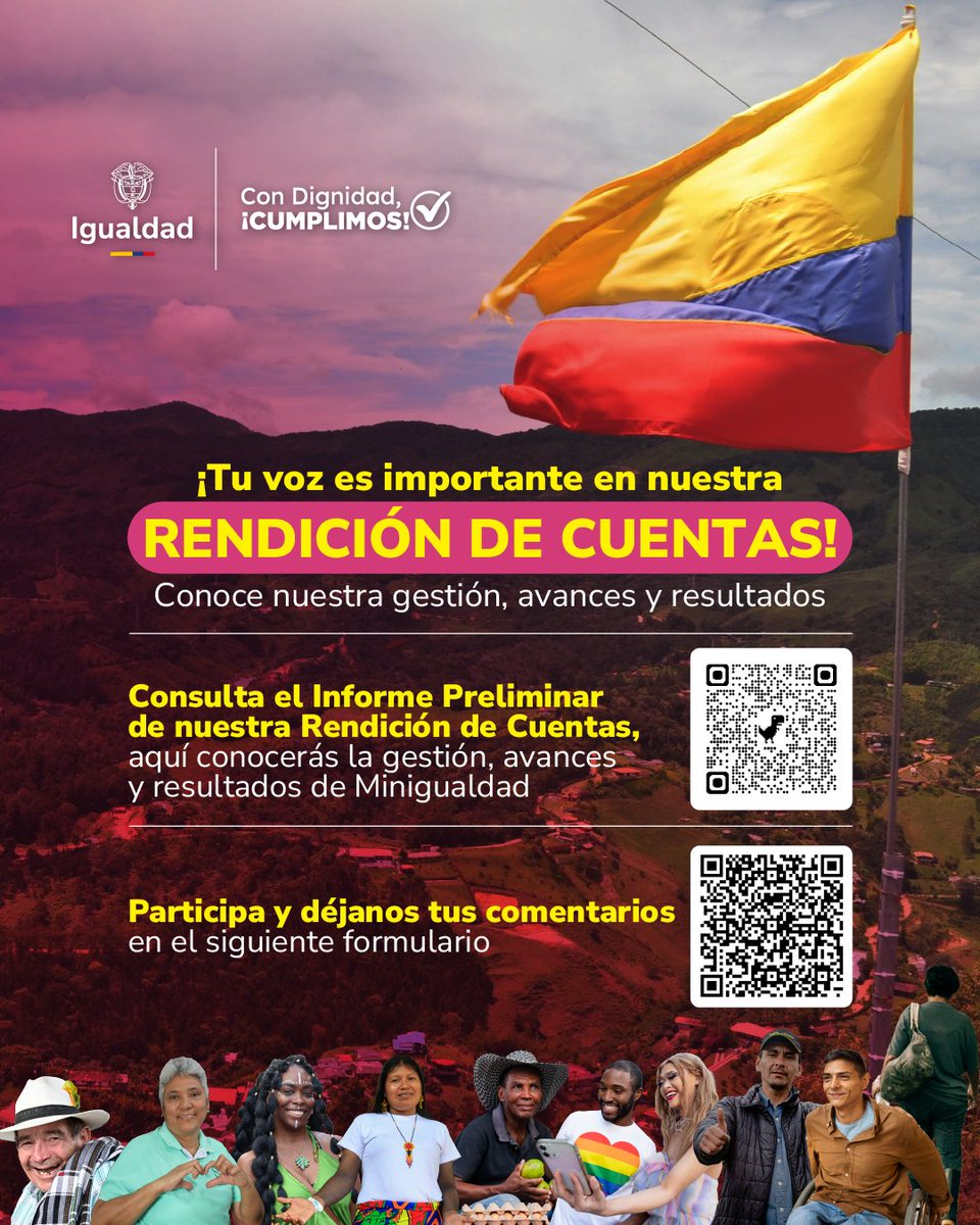 MinIgualdad_Col's tweet photo. MinIgualdad rinde cuentas: avances reales, resultados visibles

Conoce, sin rodeos, cómo estamos transformando el país.

👉 Consulta aquí el Informe Preliminar y el anexo: https://t.co/zyTcdj6CNl

Tu voz también construye:

👉 Déjanos tus observaciones y comentarios:  https://t.co/xtm27hjf2e

Participa, opina y sé parte del cambio.