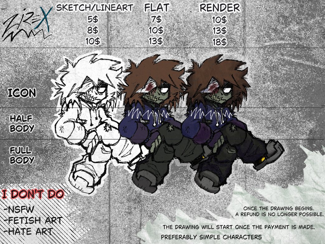 Zirex_4's tweet photo. Did a proper Art Commision sheet
If you're interested send me a dm here or in my discord! 
https://t.co/jA7BWfNrvG
discord: zir3x_ https://t.co/JdoqXQIRem