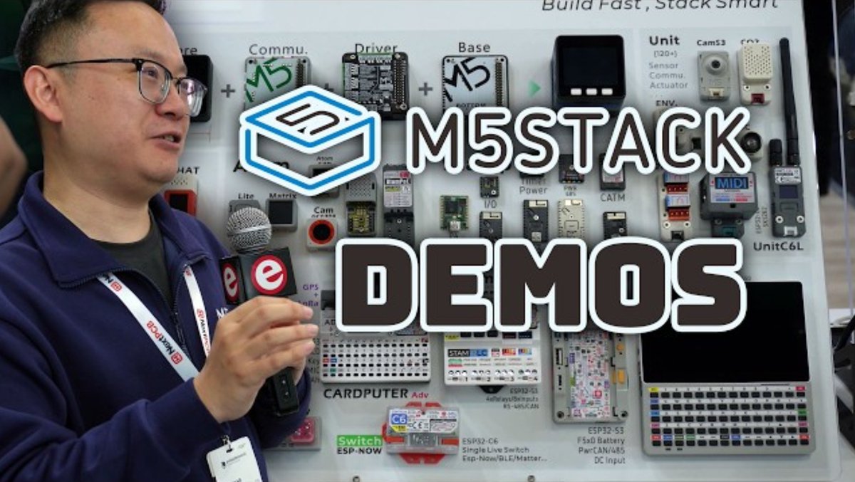 M5Stack's tweet photo. 🎬 M5Stack at Embedded World 2026 Recap!
@Elektor stopped by the #M5Stack booth to chat with Allen Chao and get a closer look at our latest demos and products — including #M5Stack modular devices, @home_assistant integrations, local AI projects with @Raspberry_Pi and @ultralytics #YOLO, #StackChan, #LoRa communication, and industrial solutions.
🎥 Watch now: https://t.co/2NC748LqFz

#M5Stack  #ElektorTV #embeddedworld2026 #ew26 #ESP32 #IoT #EmbeddedSystems #LoRa #EdgeAI #IndustrialAutomation