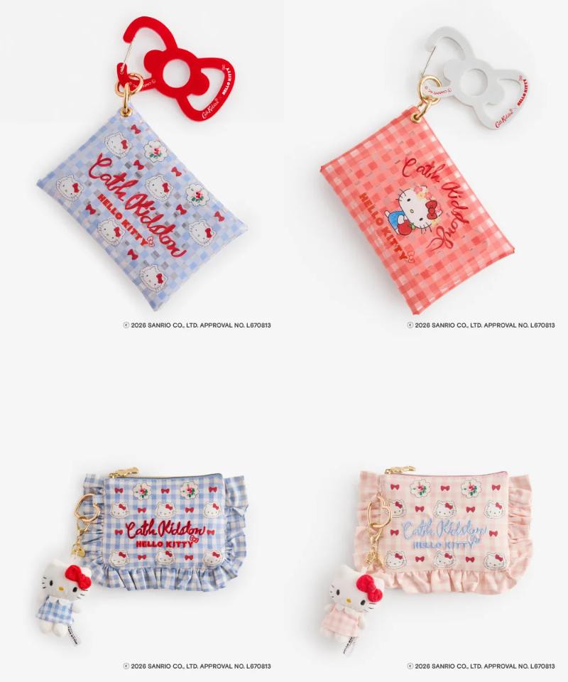 sanrio_oshikatu's tweet photo. ＼⚠️コラボ商品【予告】📣🆕／
Cath Kidston（キャス キッドソン）×ハローキティのコラボレーションコレクション第2弾、6/5(金)より発売開始🥹🎀

キャスキッドソンコラボ第2弾きたあああああ🥹💗
前回売り切れアイテム続出してたので、今回も早めにチェックしたほうが良さそうだね・・！

クリアポーチチャーム、フリルティッシュポーチ＆マスコットチャームセットあたりかわいい🎀(2枚目参照）
リングノートやクリアファイルの文具アイテムもかわいい😭🩷
また発売日近づいたらお知らせするね📣

📅発売日：6/5(金)～
🛒購入：Cath Kidston 直営店、Cath Kidston公式オンラインストア
📝ラインナップ：
ベーシックTシャツ White / Sax / Pink 各7,700円（税込）
スモールブックバッグ Sax / Red 各7,700円（税込）
ジップドパース Sax / Red 各3,850円（税込）
マルチショルダーパース Sax / Red 各11,000円（税込）
フリルトートバッグ Sax / Pink 各8,250円（税込）
フリルポーチ Provence Sax / Pink 各6,600円（税込）
クリアポーチチャーム Sax / Red 各4,400円（税込）
タオルハンカチ 1,540円（税込）
スカラップタオルハンカチ Sax / Pink 各2,200円（税込）
フリルティッシュポーチ＆マスコットチャームセット Sax / Pink  各8,800円（税込）
エコバッグinフェイスポーチ 9,900円（税込）
ニットハンドバッグ Sax / Red 各7,700円（税込）
リングノート Sax / Pink / Ivory 各1,760円（税込）
クリアファイル Sax / Pink / Ivory 各770円（税込）

🔻詳細は以下ページにて
https://t.co/rr0pFuMzyd

#サンリオ #ハローキティ #キャスキッドソン