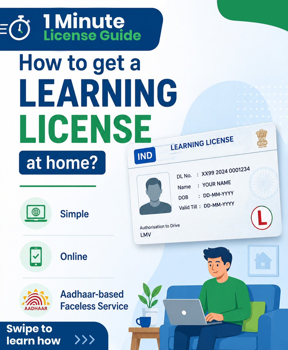 GRSAofficial's tweet photo. (1/2)

Get learning license at home with this complete tutorial guide. 

𝙑𝙞𝙨𝙞𝙩: 𝙋𝙖𝙧𝙞𝙫𝙖𝙝𝙖𝙣.𝙜𝙤𝙫.𝙞𝙣

Share with your family &amp; friends 

#LearningLicense #FollowTheProcess #DigitalServices  #GujaratRoadSafetyAuthority https://t.co/lJIU7OZDEW