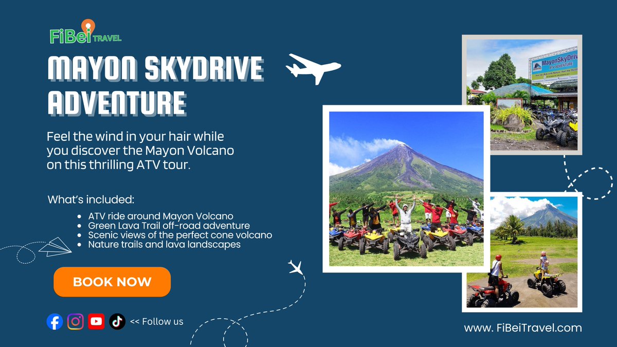 FibeiTravel__'s tweet photo. https://t.co/oPpeY4mjsy | Mayon ATV Ride 🏍️

Green Lava Trail ATV adventure at Mayon Volcano 🌄 off-road thrill + scenic views

📩 Message us to book

#FiBeiPH #TravelwithFiBei #Bookwithfibei #FiBeiInternational #MayonVolcano #ATVAdventure #AlbayTour #WanderPH https://t.co/AW5cEJCDVN