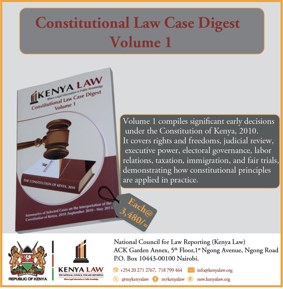 MyKenyaLaw's tweet photo. Constitutional Law Case Digest Volume 1 https://t.co/dnOg77edq8