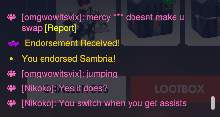 NikokoTee's tweet photo. It's a little late to be saying this given 5v5 Mystery Showdown is going to end soon but uh...

Mercy switches when you get assists.

If this person had played the game instead of throwing they might have learned that lmao https://t.co/O5ZaVDo4uR