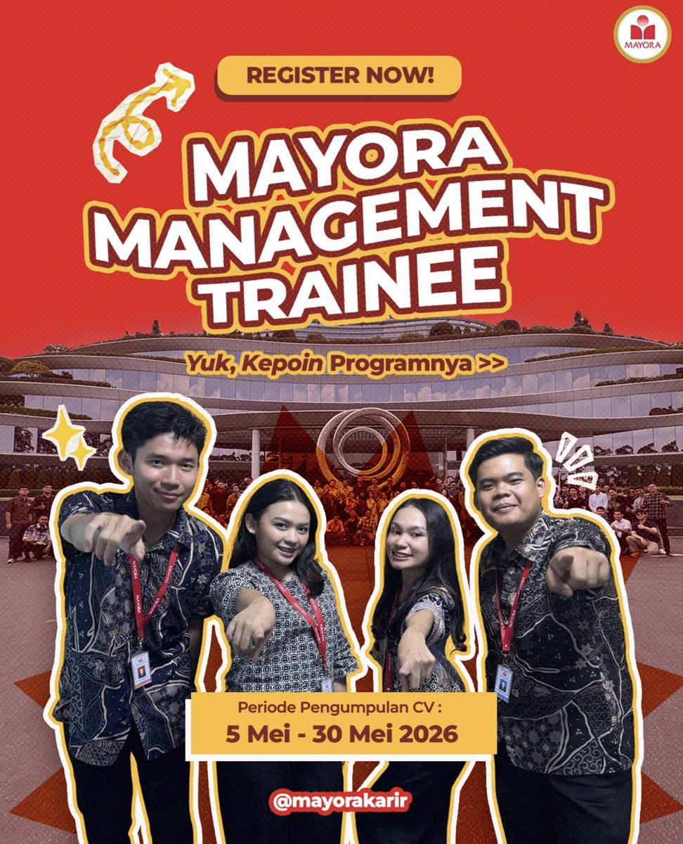 infolokerr_id's tweet photo. Lowongan Management Trainee May 2026🔥👇🏻

1. Sampoerna Graduate Trainee: 
https://t.co/cYWnYV96PF

2. BCA Management Trainee:
https://t.co/ElQ1qKlbTk

3. Project Management Development Program - Tower Bersama Group: https://t.co/sdm6EYKV0i

4. Bank DBS - MT Program https://t.co/dsikIHmJGJ