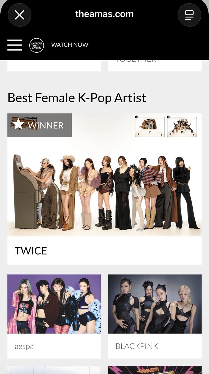 betelgeuse232's tweet photo. TWICEがAMAs2026、ベスト女性KーPOPアーティスト受賞が正式に発表されました👏👏🎉🎊おめでとう㊗️㊗️

そしてベストサントラ賞にてKーPOPデーモンハンターズ(TWICEはStrategy、TAKEDOWNで参加)が選ばれています)
#twice https://t.co/HSMz93T60a