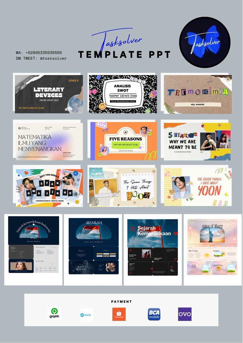tasksolver's tweet photo. hi! tasksolver open joki yaaa

🍬 joki excel
🍬 joki ppt
🍬 joki rangkum
🍬 joki daftar isi
🍬 joki edit video
🍬 joki makalah/paper/essai
🍬 joki farmasi
🍬 review buku
🍬 edit foto, design, artwork, flyer

📩 https://t.co/FPeGQ8BIIr

#jokitugas #zonaba #zonauang #jokiexcel https://t.co/kIfHk39qOg