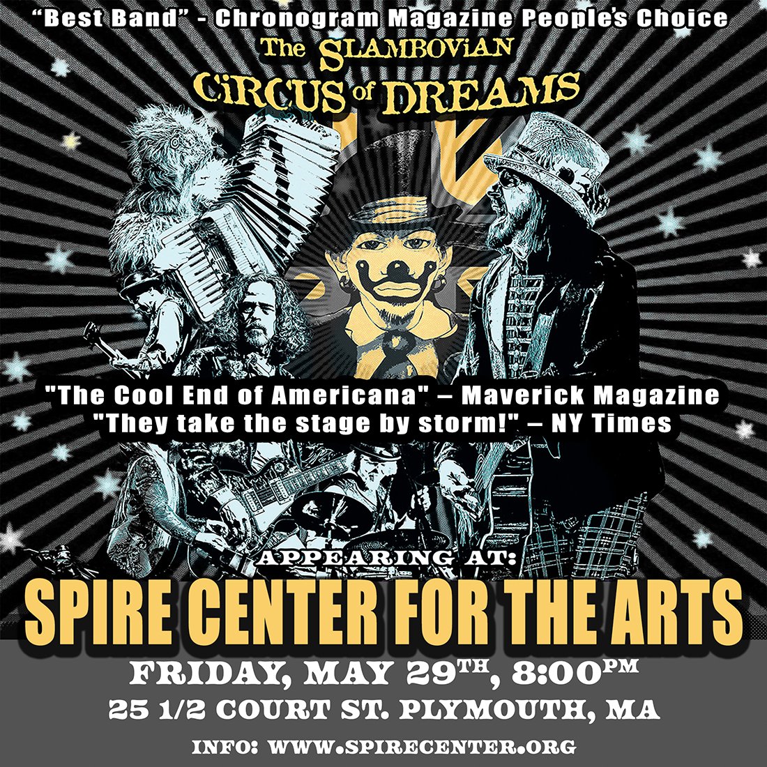 Slambovia's tweet photo. Heading to Plymouth, MA this Friday!  @SpireCenter  Friday May 29th - Premiere #PerformingArts Venue Serving #Boston's #SouthShore #thisweekend #Plymouth Rock https://t.co/gbuKb3Dpzd
