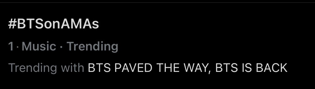 VoteWithARMY's tweet photo. #BTSonAMAs is trending at #1 along with BTS PAVED THE WAY and BTS IS BACK ahead of their appearance at the 2026 AMAs! 🔥 https://t.co/hzBxiScZmO