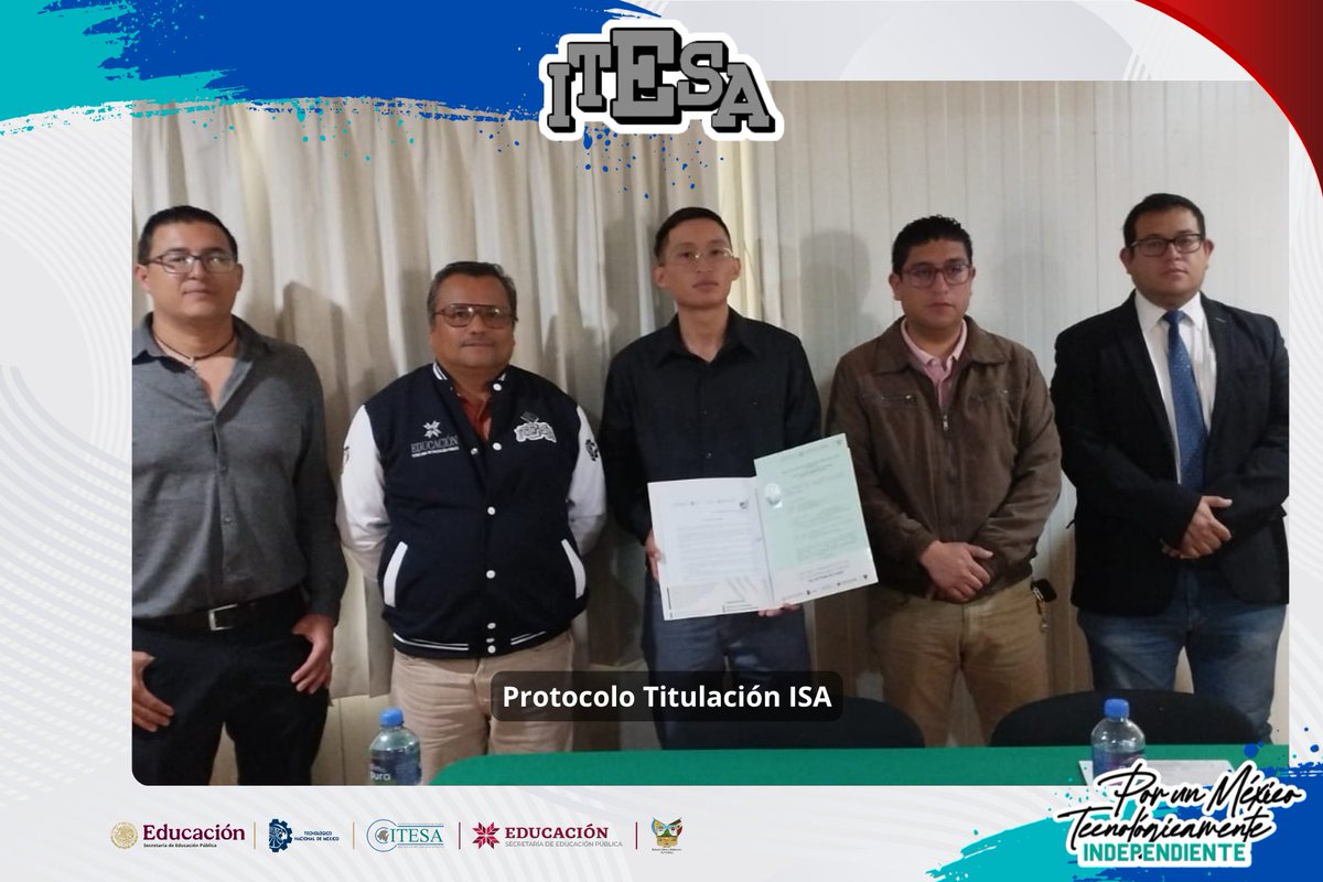 ITESA_OFICIAL's tweet photo. Acto Protocolario de Recepción Profesional de ISA, bajo la opción de Proyecto de Titulación Integral “Residencia Profesional”, del egresado Jesús Hernández Cruz. ¡Muchas felicidades por este importante logro académico y profesional! https://t.co/bv0mfhzBwx