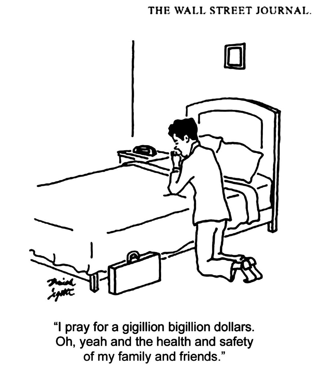 IsaiahLegette's tweet photo. My cartoon in Saturday’s issue of @WSJ 🙏🏾💰
#cartoon #gagcartoon #prayer #money https://t.co/oIRG4up6jy