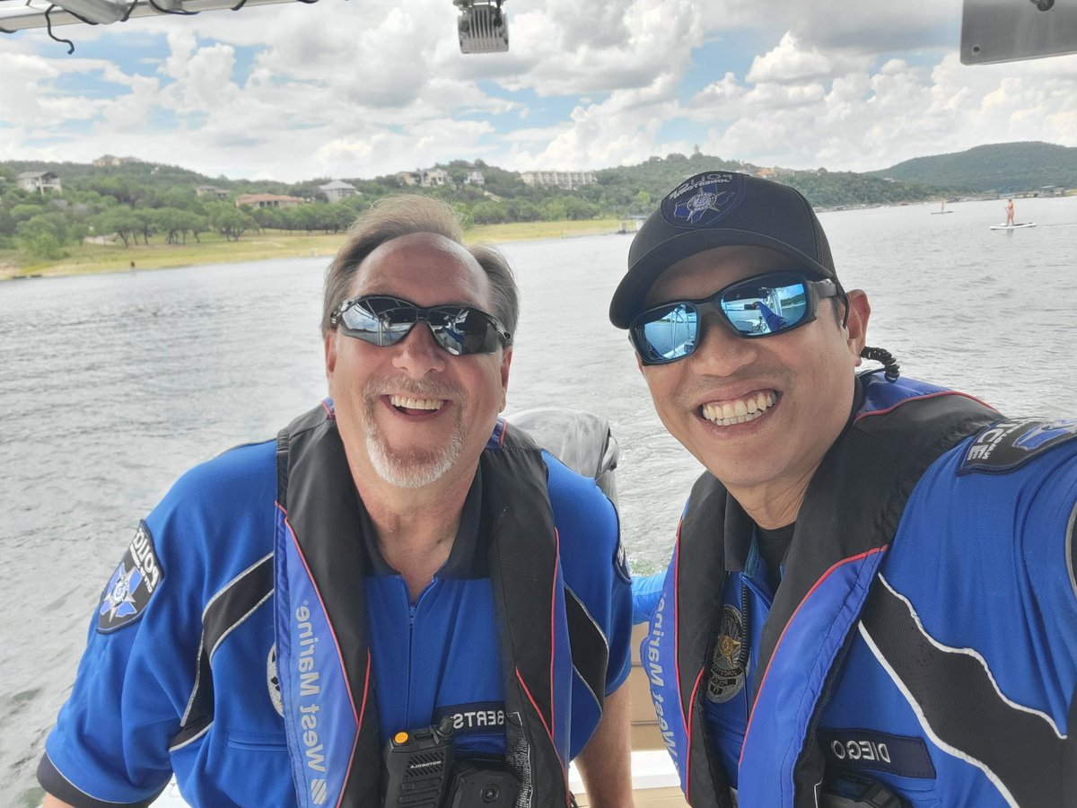 JonestownPolice's tweet photo. Today, Lake Patrol officers were out keeping things safe and making new friends along the way!  Happy #MemorialDay! #jonestowntx #laketravis #lakepatrol #lakelife https://t.co/z7MnzZ56cZ