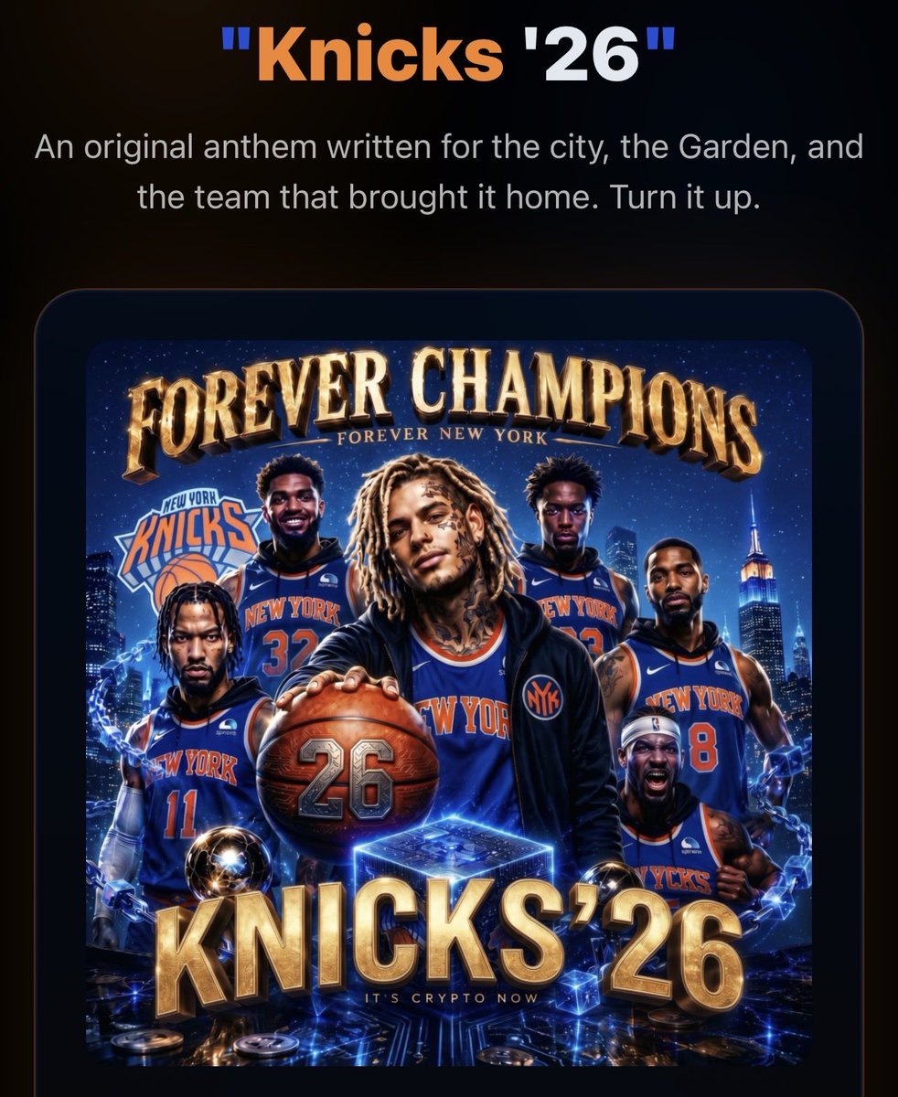 Winnersechelon's tweet photo. @nyknicks Knicks '26-The anthem 
https://t.co/wzig8T5lnj https://t.co/ghVeSB5Lrl