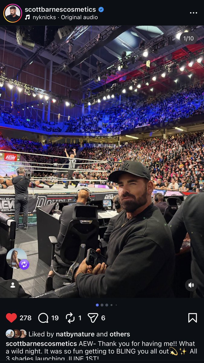 _queerauntie's tweet photo. Seeing that makeup artist Scott Barnes (J Lo’s makeup artist) was at AEW and got to bronze up the wrestlers. Not the cross over I expected but I love it. https://t.co/wtPsLasUMy