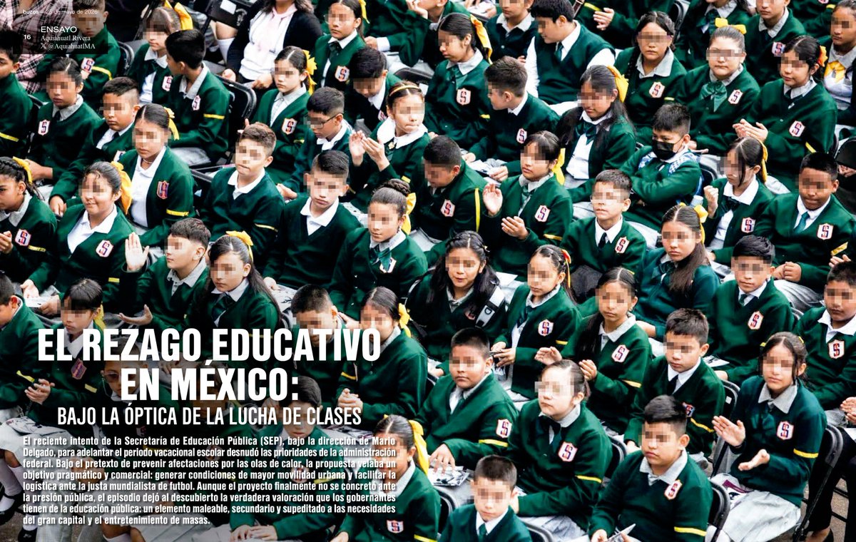 BuzosNoticias's tweet photo. 🔴#buzos | El rezago educativo en México: bajo la óptica de la lucha de clases

El objetivo de este ensayo es explorar cómo ocurre el fenómeno educativo dentro de una sociedad capitalista, dependiente y subdesarrollada como la mexicana.

Lee más: https://t.co/QlGgvZXAAu https://t.co/gJEycVPzPO