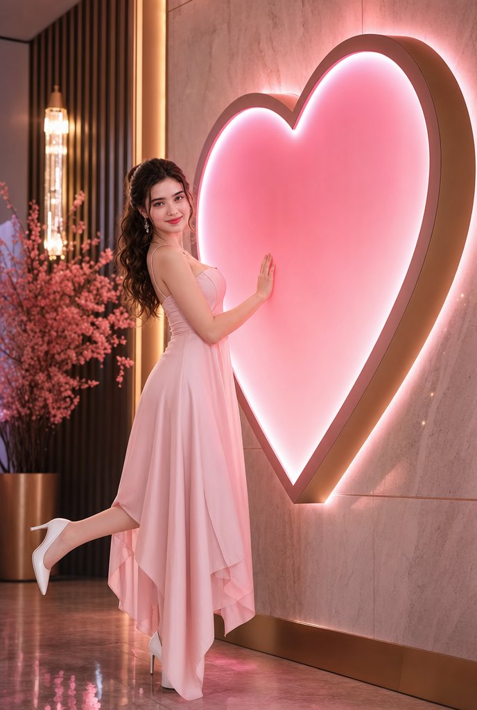 Romantic Pink Heart Fashion Portrait