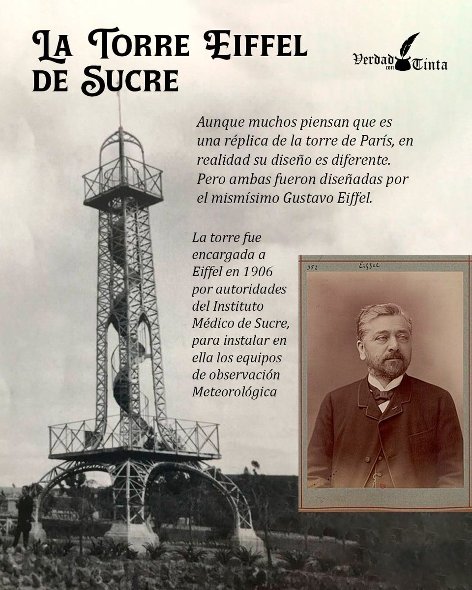 VerdadconTinta's tweet photo. ¿Sabías que Sucre también tiene su torre Eiffel🧐? Esta es una de las tantas joyas históricas que se encuentran en nuestra capital🏛️. Así homenajeamos en el 217 aniversario del primer grito libertario de América ¡Felicidades, Chuquisaca! ¡Lo aprendí en una tintografía💪! https://t.co/76MWUDAGCR
