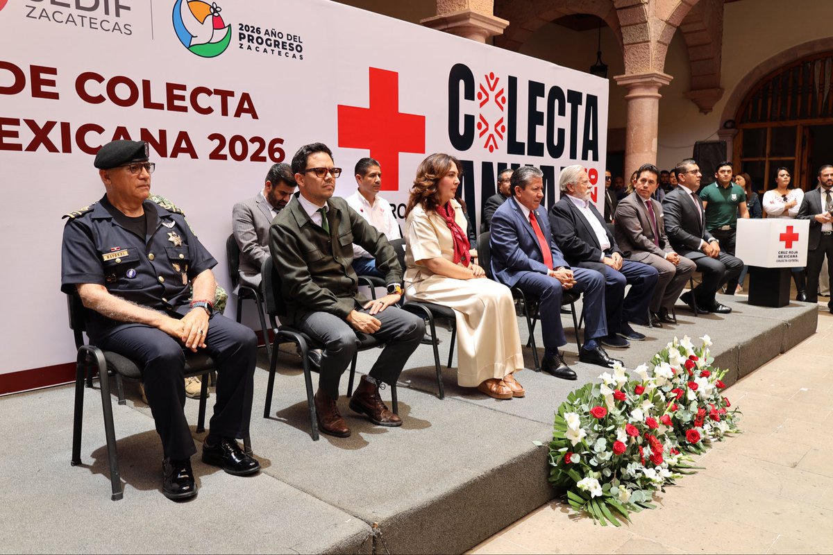SriaGeneral_Zac's tweet photo. 🔴 | El Secretario General de Gobierno, @reyes_muguerza , acompañó al Gobernador, @DavidMonrealA , así como a la Presidenta Honorífica del @SEDIF_Zac , Sara Hernández De Monreal, en el arranque de la Colecta Nacional de la Cruz Roja Mexicana 2026.

#AñoDelProgreso https://t.co/cDP0ocLDjt
