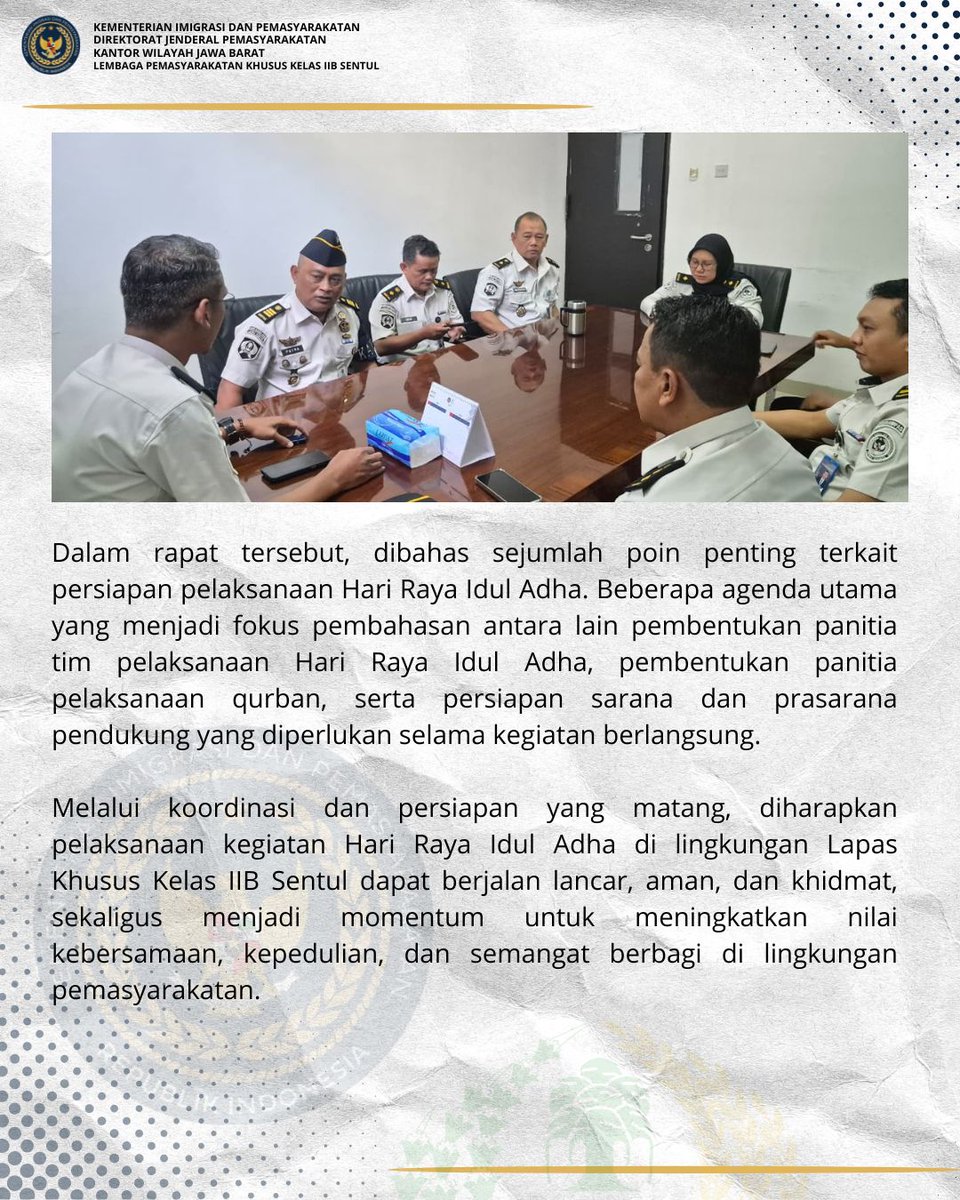 Lapsuster's tweet photo. MENYAMBUT HARI RAYA IDUL ADHA, LAPAS KHUSUS KELAS IIB SENTUL MELAKSANAKAN RAPAT PEMBENTUKAN PANITIA https://t.co/LuN00WKLoY