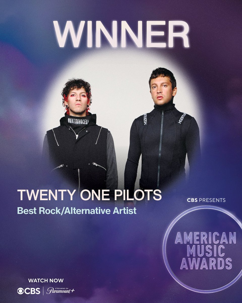 musicnewsfactpl's tweet photo. Twenty One Pilots wygrywa nagrodę w kategorii "Best Rock/Alternative Artist" #AMAs https://t.co/Sz3xIqRUtZ