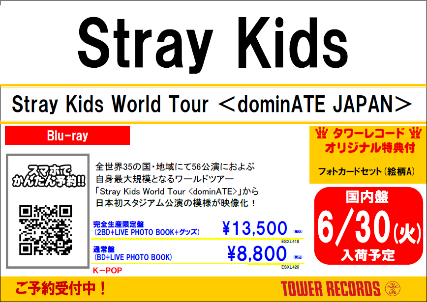 StrayKids】 LIVE Blu-ray『Stray Kids World Tour <#dominATE JAPAN