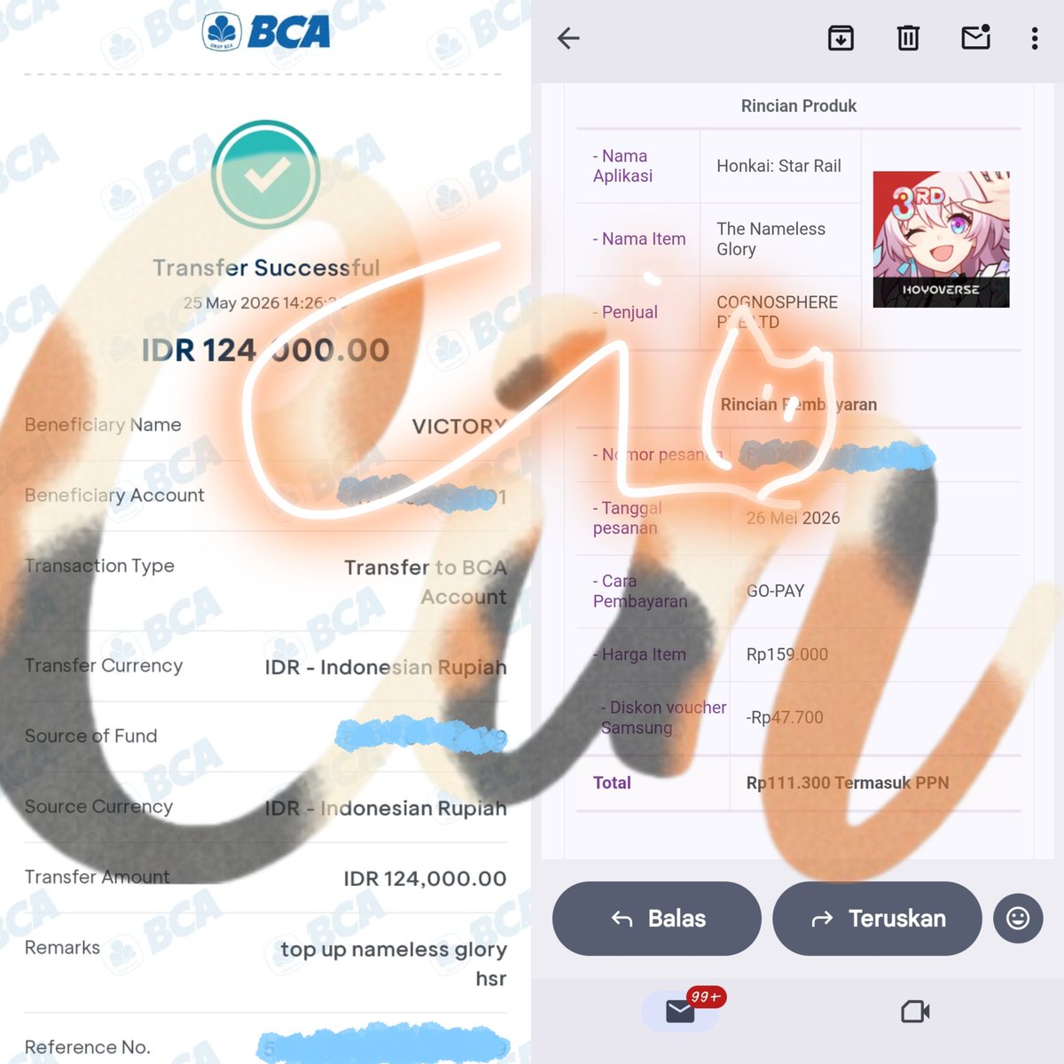Calico_Cake's tweet photo. Proof 71 : voucher samsung 30% untuk nameless glory (26 mei 2026) HSR https://t.co/jK95vqAq3W