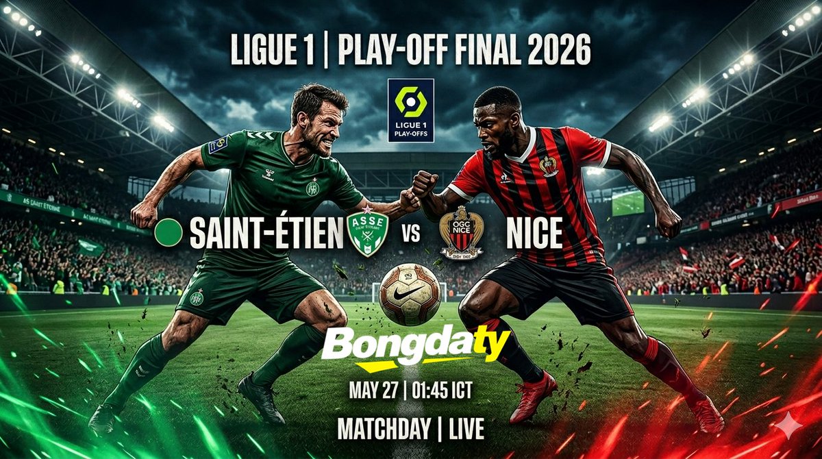 Bongdaty's tweet photo. 🔥 Saint-Etienne vs Nice ⚽️ 
⏰ 01:45 - 27/05 (ICT)
🟢 Chủ nhà kiệt sức sau 120 phút cày ải 
🔴 Khách đẳng cấp Ligue 1, đối đầu 5 trận toàn thắng
🎯【Nice +0 / +0.25】Nice từ hòa đến thắng!👇
https://t.co/XdzEjcAJJN
https://t.co/r1c5Id1wiB

#Nice #Bongda #Live https://t.co/yKd77zFBAT