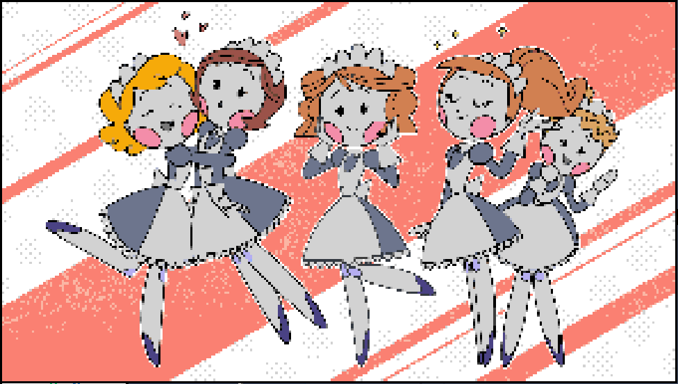 Marcy_LBG's tweet photo. Another piece of art I decided to make in Wplace, based on artwork by user @JumboGNandroids. It features the five main nandroids from Emmy the Robot. From left to right, they are Amy, Polly, Emmy, Molly, and Franny. https://t.co/Soi3SdBKsl