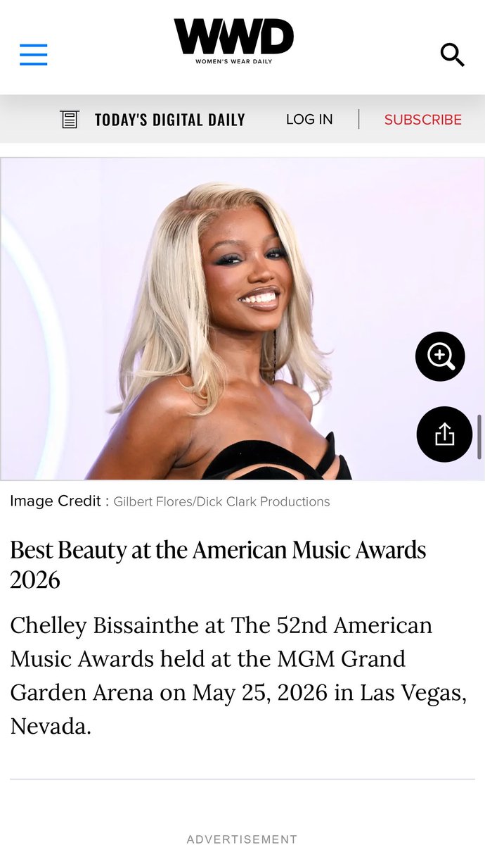 chelleybase's tweet photo. Chelley Bissainthe Listed in WWD Newest article from Tonight “ Best Beauty at the AMAs” 

link:🔗 https://t.co/IMSG8Sc5Qg

#ChelleyxAMAs #AMAs 
#ChelleyxBillboard https://t.co/VEA2b7vC5v