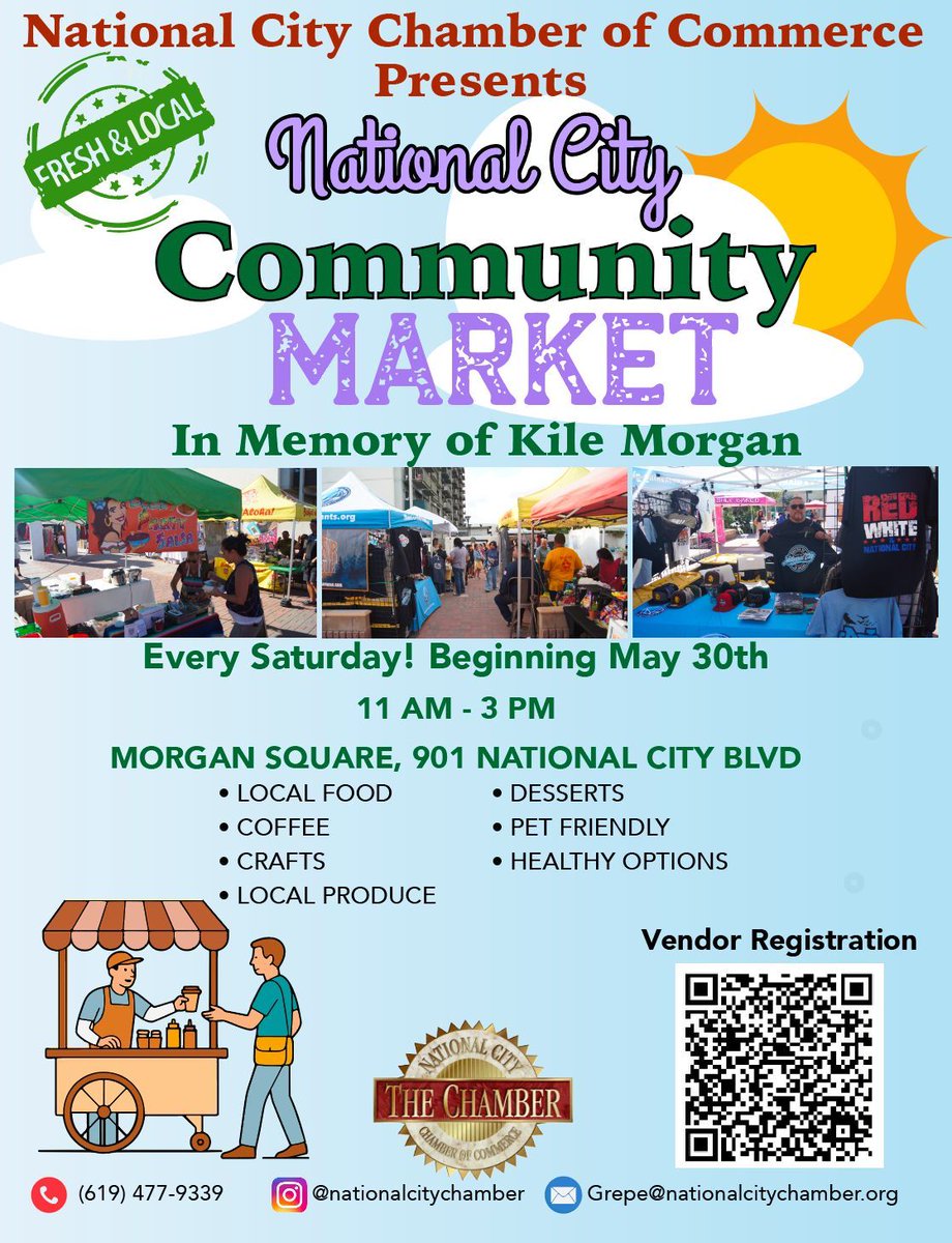 swc_hecnc's tweet photo. National City Community Market - Every Saturday beginning May 30! https://t.co/DicN79IgLw