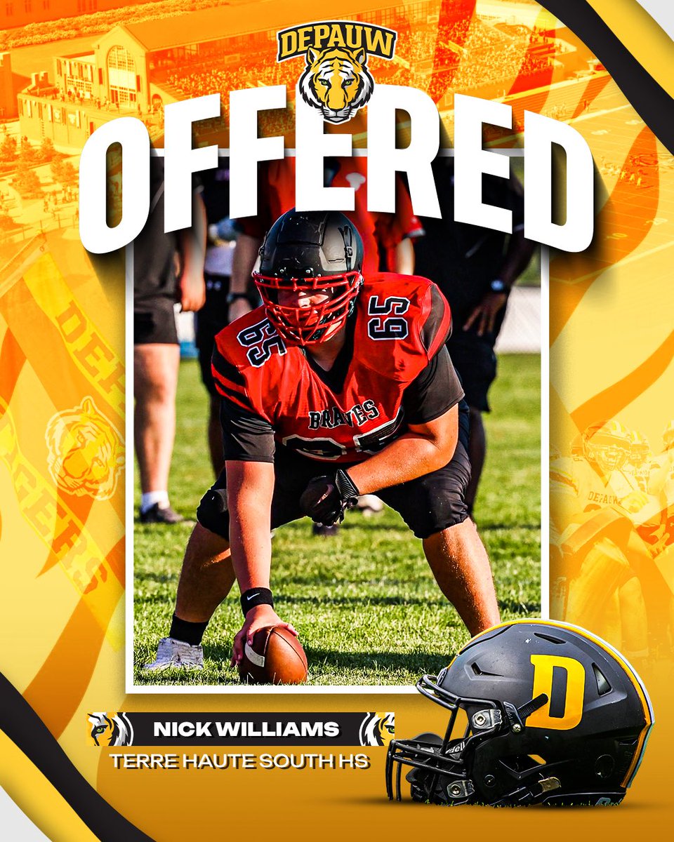 Nick159608's tweet photo. After a great conversation with @CoachRutledge76 I have officially received my first offer to play collegiate football at Depauw university!!! A huge thank you to coach Dietz and the staff! @DePauwTigersFB @MasonEspinosa1 @IndianaPreps @THS_FBRecruits https://t.co/REKMdyrDNw
