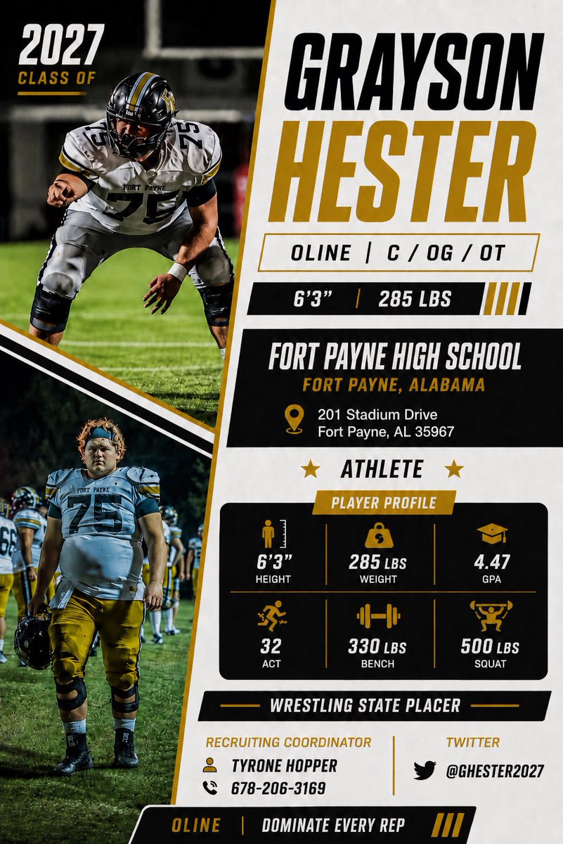 GHester2027's tweet photo. Ready for camp season. Coaches -here is my contact information. (Cell) 256-996-0889. Ready to compete! @FPCatsFootball @CM_gridiron @CoachThomasOC @AL_Recruiting @Alabama_Varsity @hopo125 https://t.co/oSxEV2RIm3