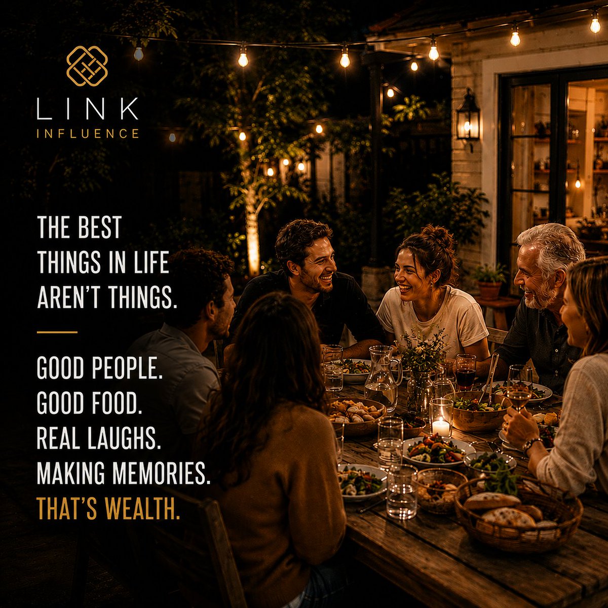 Link_Influence_'s tweet photo. Good food.
People you love.
Real laughter.
Making memories together.
That’s true wealth.

#peace #family #lgoodmemories #mindset #growth https://t.co/Wwv21Zemfg